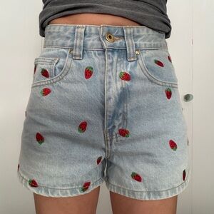 Cotton On Strawberry Print Jean Shorts